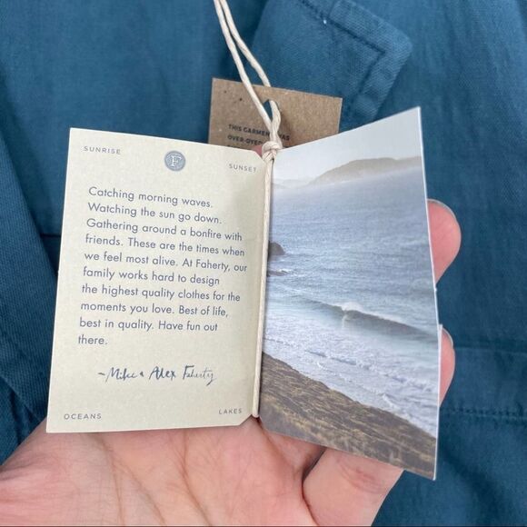 Faherty Teal Button-Up Romper - Picture 11 of 13